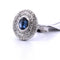 Bague 56 BAGUE EN OR BLANC - SAPHIR CABOCHON et DIAMANTS 58 Facettes
