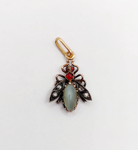 Pendentif Pendentif abeille victorien or rose, diamants et pierres (circa 1890) 58 Facettes A06097