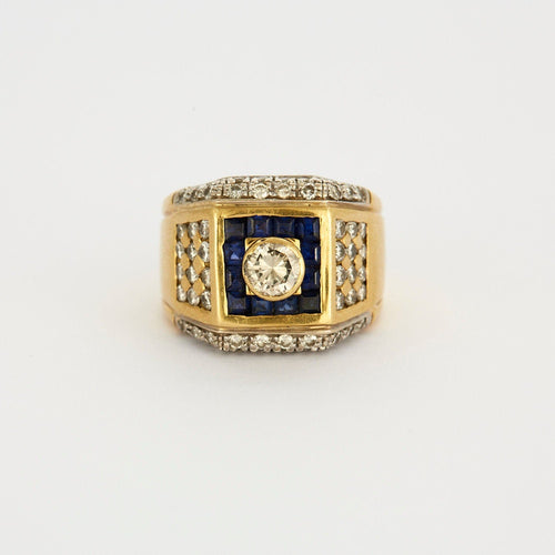 Bague 62 Chevalière Or jaune et Blanc 58 Facettes LP454/12