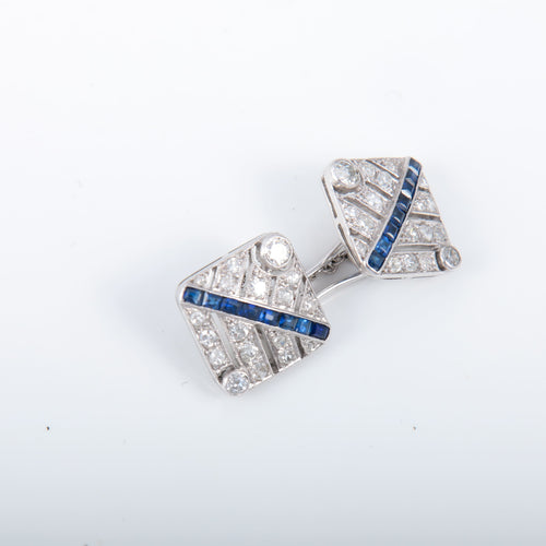 Boutons de manchette Boutons de manchettes diamants et Saphirs 58 Facettes