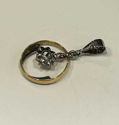 Pendentif Pendentif or jaune et blanc saphir 58 Facettes LP557/14