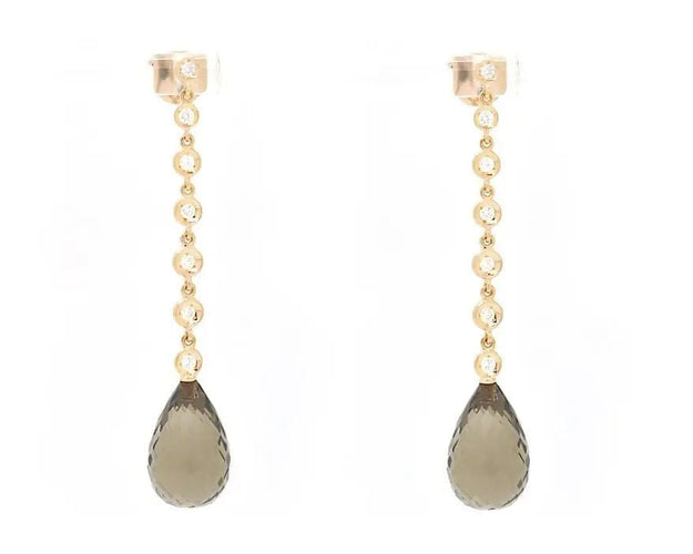 Boucles d'oreilles Boucles d'oreilles en or rose avec quartz fumé et diamants 58 Facettes 14713