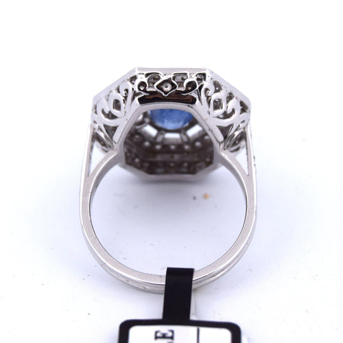 Bague 54 Bague Art Déco en or, saphir et diamants 58 Facettes