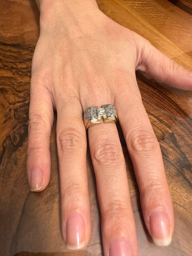 Bague 56 Bague Tank en or rose et or blanc 18 carats et diamants 58 Facettes