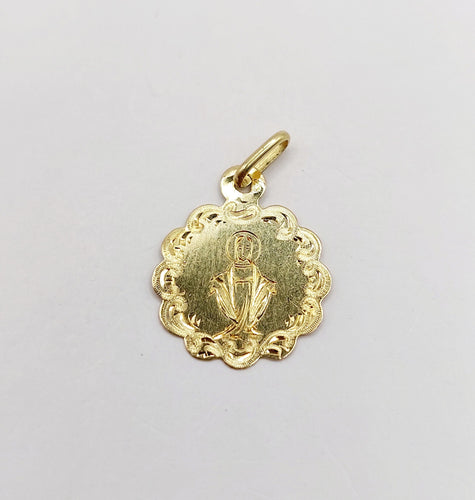 Pendentif Petite médaille religieuse antique or jaune Vierge Marie (circa 1900) 58 Facettes A05912