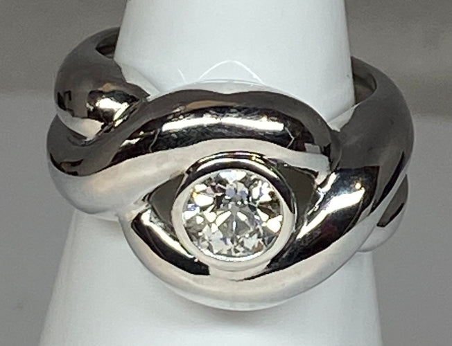 Bague 53 Bague en or blanc, diamant 58 Facettes AB49
