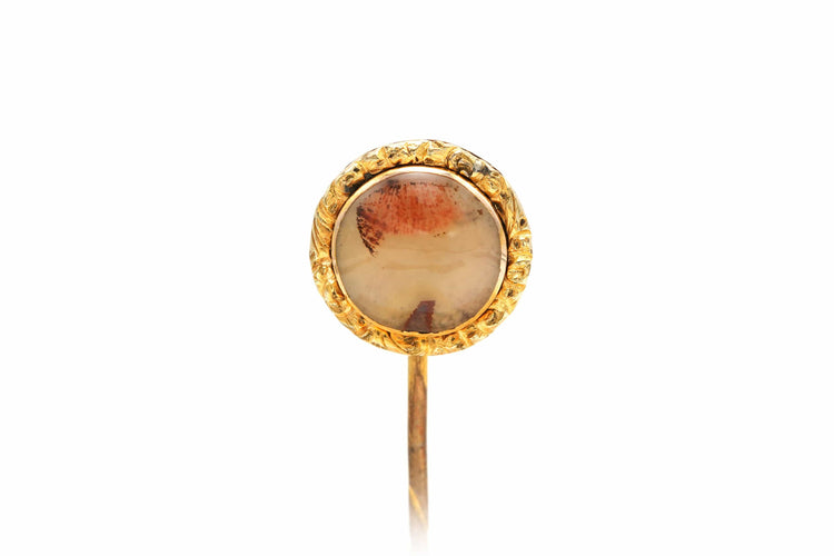 Broche Broche Napoléon III en or jaune sertie d'une agate mousse 58 Facettes B609