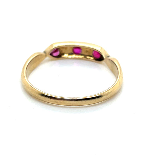 Bague 55 Bague Jarretière Ancienne Demi-Perles et Pierres Rouges 58 Facettes