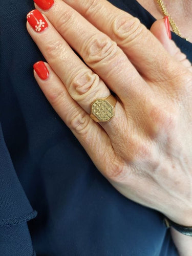 Bague 54 Chevalière or jaune 58 Facettes 088851