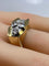 Bague 51 Bague Tank en or jaune 18 carats et platine sertie de diamants 58 Facettes AB665
