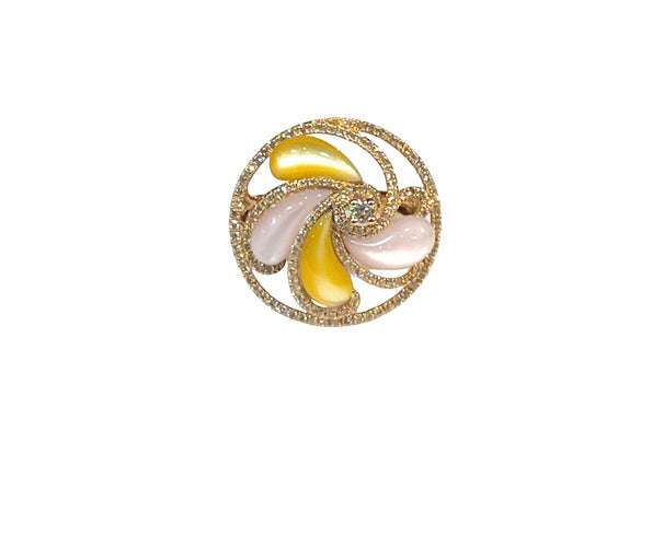 Bague 54 Bague tourbillon or rose , jade et diamants 58 Facettes