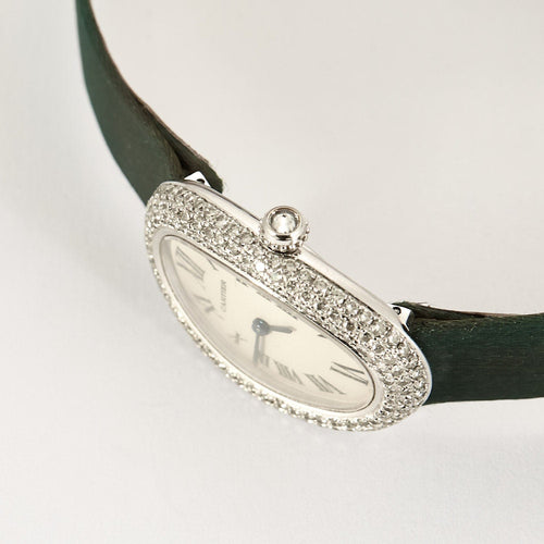 Montre CARTIER - Montre Baignoire en or blanc et diamants 58 Facettes