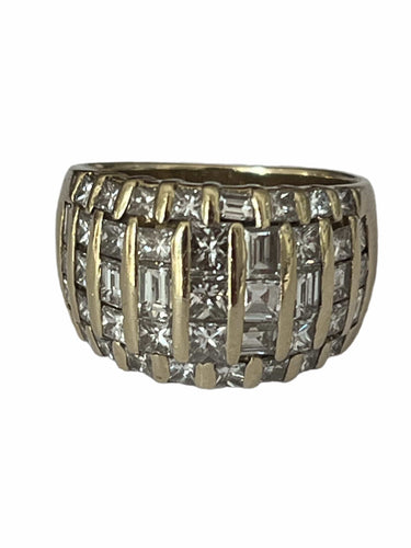 Bague 54 Large Bague Bandeau Or Jaune Diamants 3,00 ct 58 Facettes LOT 6106