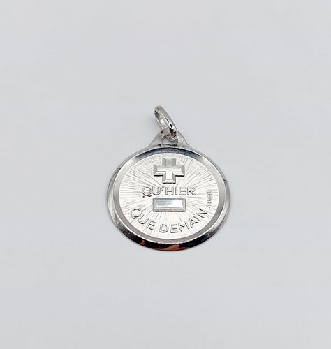 AUGIS - Kærlighedsmedalje vedhæng i hvidguld "Mere end i går - mere end i morgen" Originalen