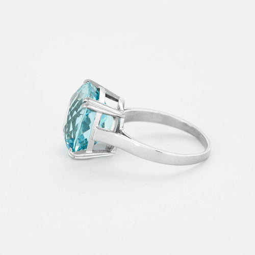 Bague 60 Bague cocktail platine et aigue-marine 58 Facettes 250107