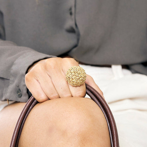 Bague 53 Bague dôme en or jaune 58 Facettes COL3141