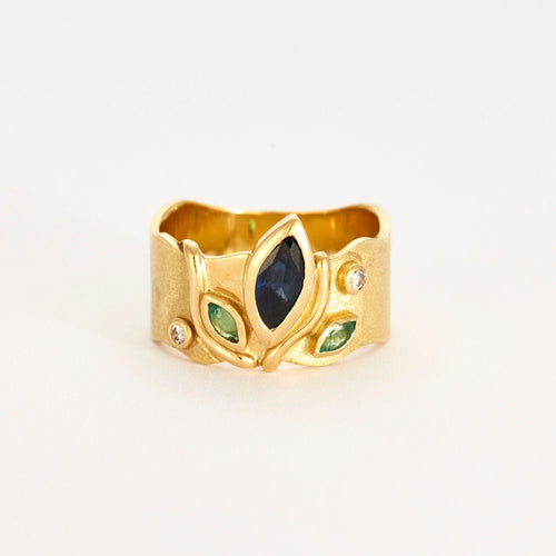 Bague 55 Bague saphir émeraudes diamants 58 Facettes LP472