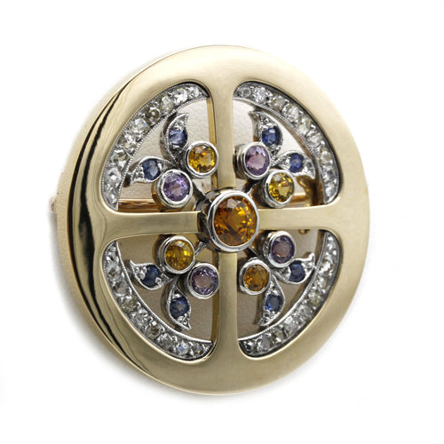 Broche Broche or jaune, saphirs & diamants 58 Facettes 250013R