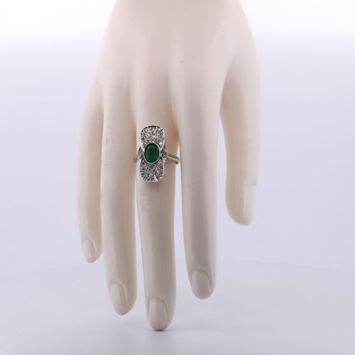 Bague 56 Bague Art Déco en or et émeraude 58 Facettes