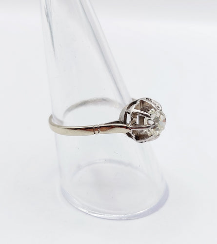 Anello 57 Anello Solitario Art Deco in oro bianco 18k e diamante 0,80 carati 58 Facettes A06619