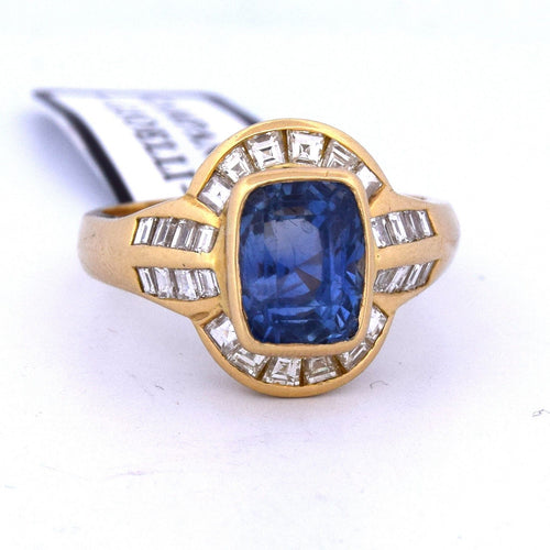 Vintage safir- og diamantring