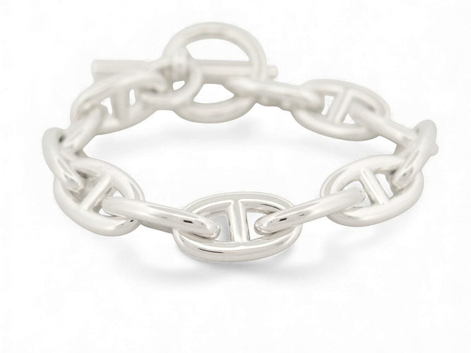 bracelet HERMES chaine d'ancre gm h101672b 12 maillons argent 70gr