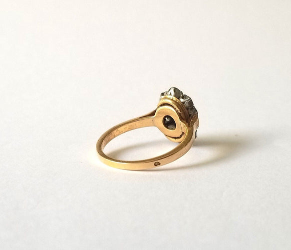 Bague 53 Bague pompadour or jaune 18k - Saphir et Diamants 58 Facettes