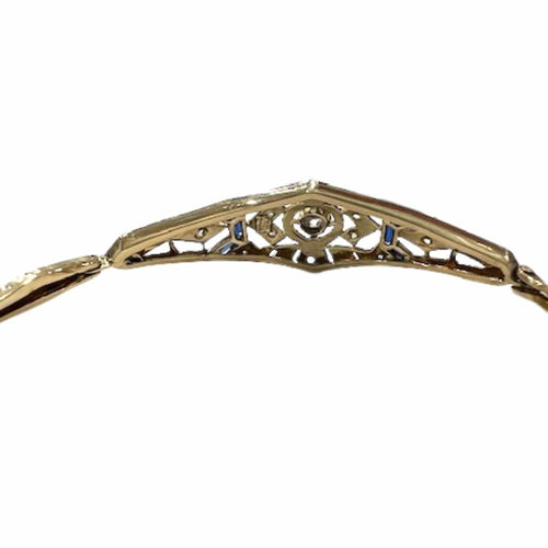 Bracelet BRACELET DESIGN ART DÉCO, ÉPOQUE 1930-1935, en OR 18 kt et PLATINE avec DIAMANTS et SAPHIRS 58 Facettes A2671(919)