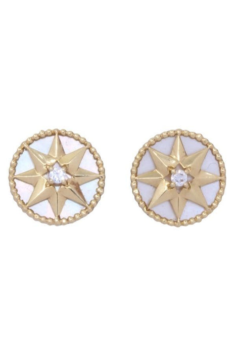 DIOR - EARRINGS "ROSE DES VENTS" YELLOW GOLD PEARL