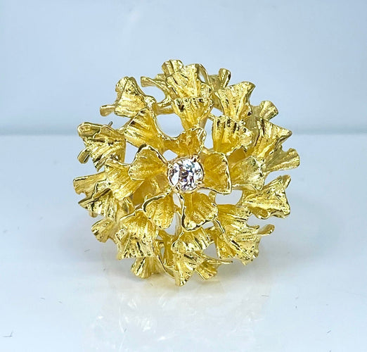 Bague 54 Importante bague en or jaune 18 carats et diamants 58 Facettes AB504