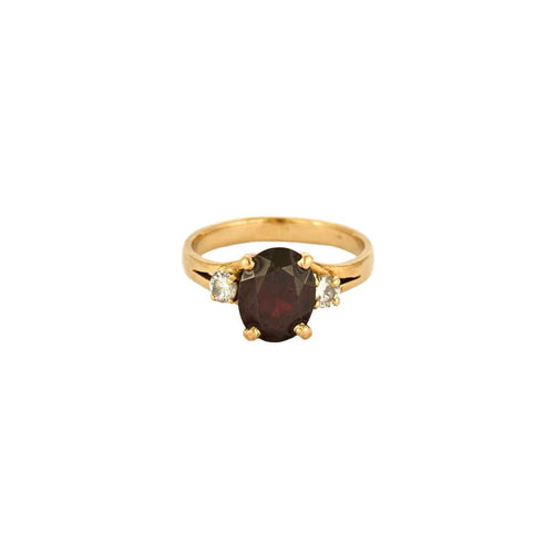 Bague 50 Bague or jaune, grenat pyrope et diamants 58 Facettes ANG0518