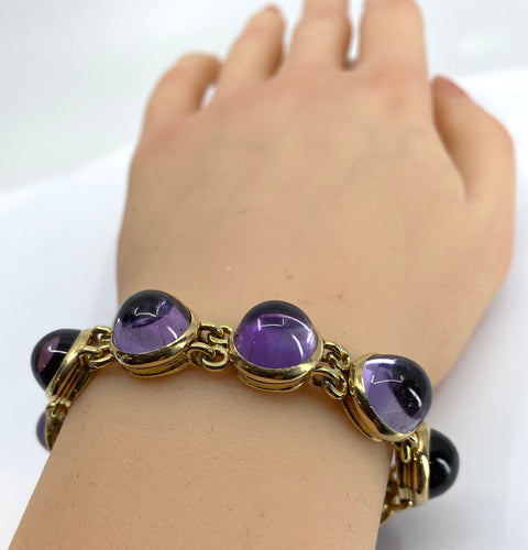 Ametyst cabochon armbånd