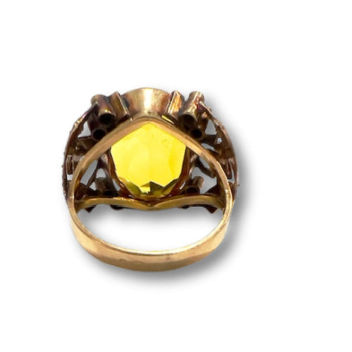 Bague 49 bague art déco en or et platine avec diamants et citrine 58 Facettes Q936 (900)