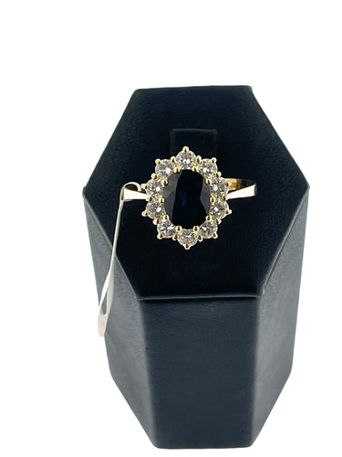 Bague 65.5 Bague cocktail en or jaune saphir et diamants 58 Facettes