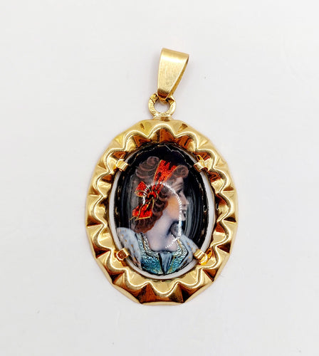 Pendentif Pendentif or rose plaque émaillée) 58 Facettes A05510