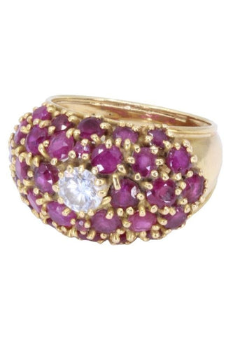 Bague 53 BAGUE DÔME RUBIS ET DIAMANT 58 Facettes 084191