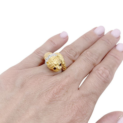 Bague 52 Bague LALAOUNIS, "Animal Head", deux ors, diamants et rubis. 58 Facettes 34782