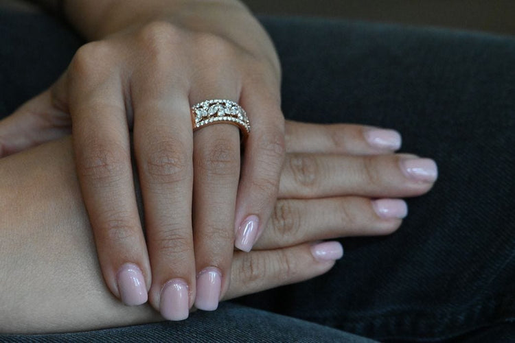 Bague 55 Bague En Or Rose et Diamants 58 Facettes