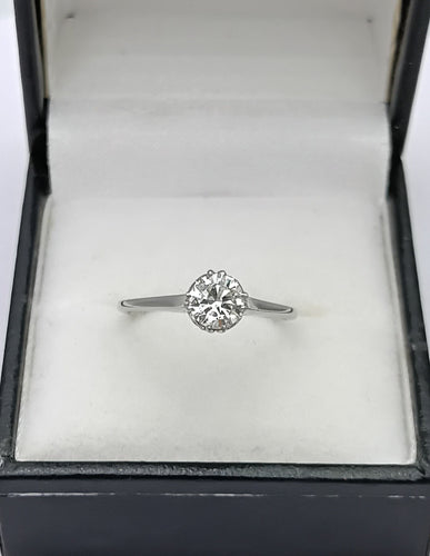 Bague 54 Bague solitaire ancienne platine, diamant 58 Facettes