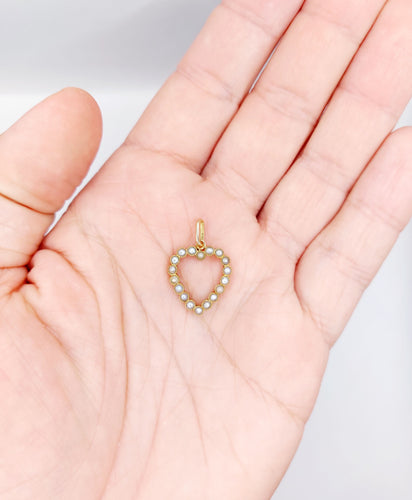 Pendentif Pendentif antique or jaune cœur et perles 58 Facettes A05499