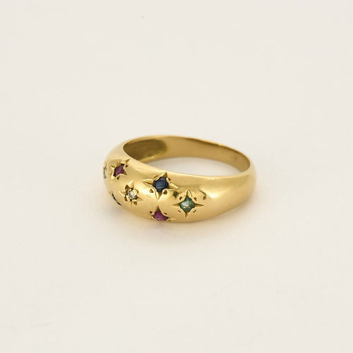 Bague 52,5 Bague jonc en or jaune, diamants, rubis, émeraudes et saphirs 58 Facettes ARR20173