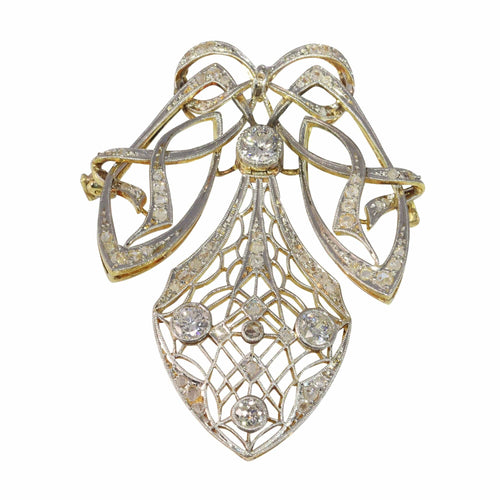 Pendentif Élégant Art Nouveau : Pendentif-broche en diamant à double usage 58 Facettes 19087-0046