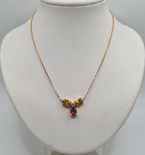 Collier Collier or rose serti de saphirs et d'un diamant 58 Facettes