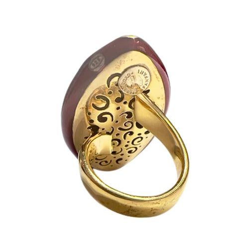 Bague SORTIJA CONTEMPORÁNEA SIGLO XX de ORO 18 kts con DIAMANTES y ESMALTE ROJO 58 Facettes Q111B(947)