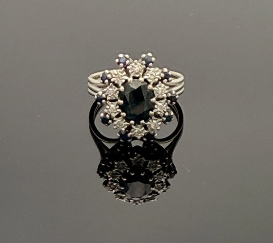 Bague 53 Bague pompadour vintage or, saphir et diamant 58 Facettes