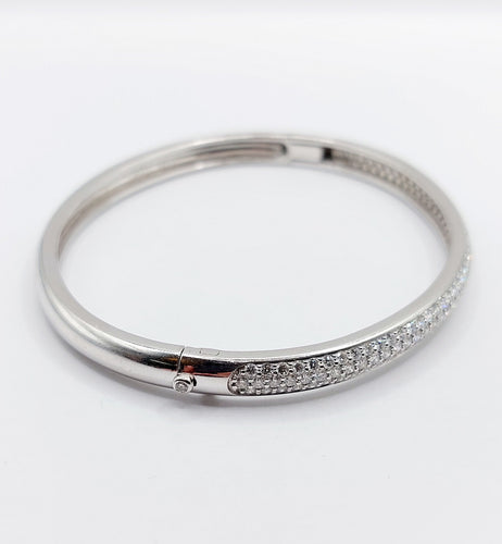 Bracelet Bracelet jonc or blanc 18k et 2,80 carats de diamants, vintage, art deco 58 Facettes A06114