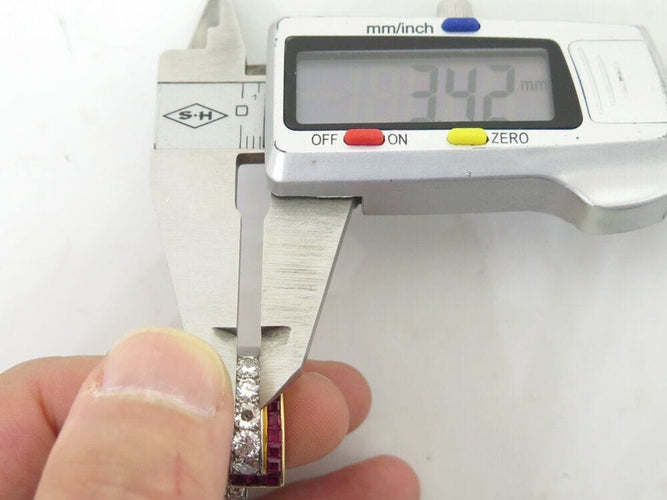 Bague 50 bague tank art deco sertie diamants 1.1ct rubis t50 en or jaune platine 8gr 58 Facettes 269295