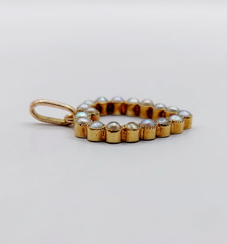 Pendentif Pendentif antique or jaune cœur et perles 58 Facettes A05499