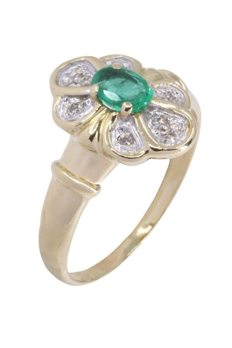 Ring Daisy emerald and diamonds