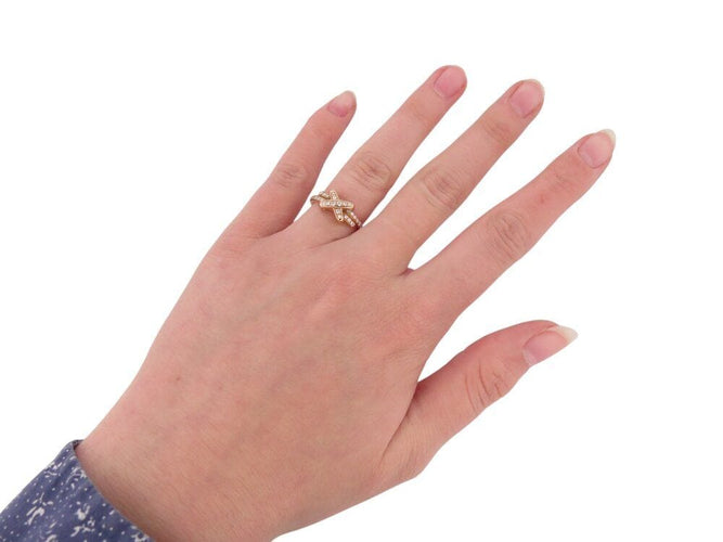 Bague 53 bague CHAUMET jeux de liens 082179 en or rose 18k diamants 0.35ct t52 58 Facettes 268402